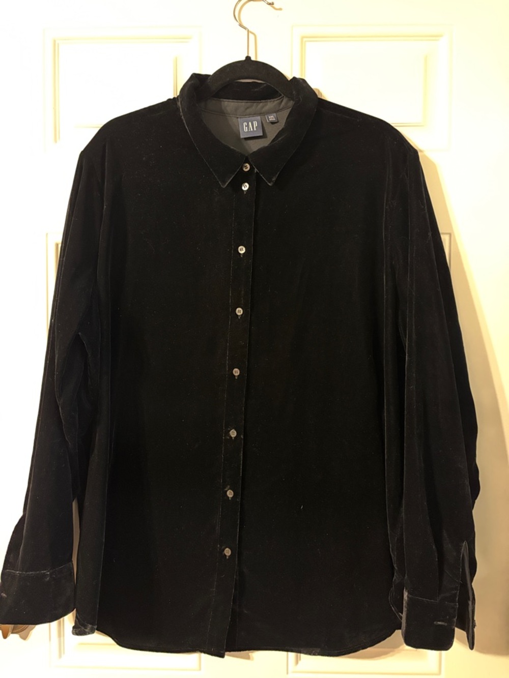 GAP Black Velvet Button-Down Shirt